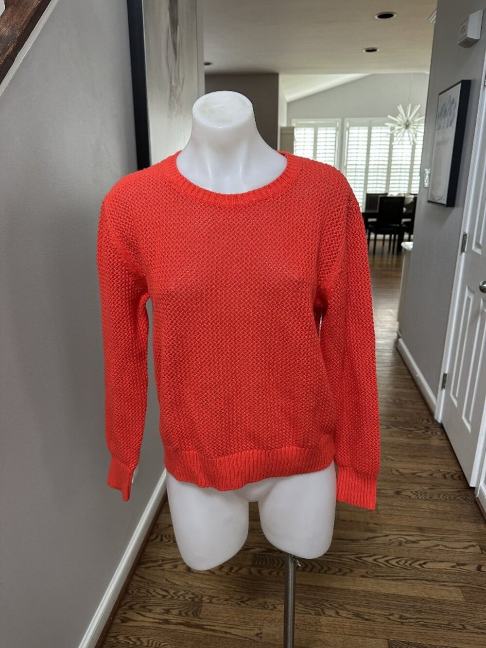 J. Society Orange Open Knit Crewneck Sweater Size S